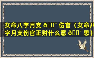 女命八字月支 🐯 伤官（女命八字月支伤官正财什么意 🐴 思）